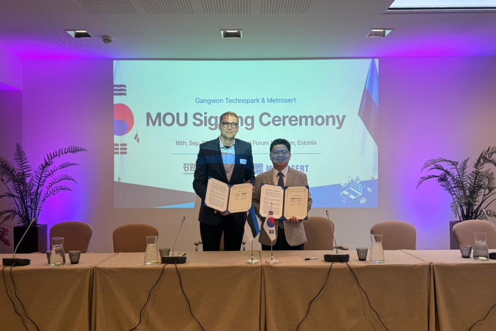 Gangwon Technopark signed an agreement with Estonia’s Metrosert on 16 September to validate South Korean digital health products on Estonian health data. Photo by Enterprise Estonia