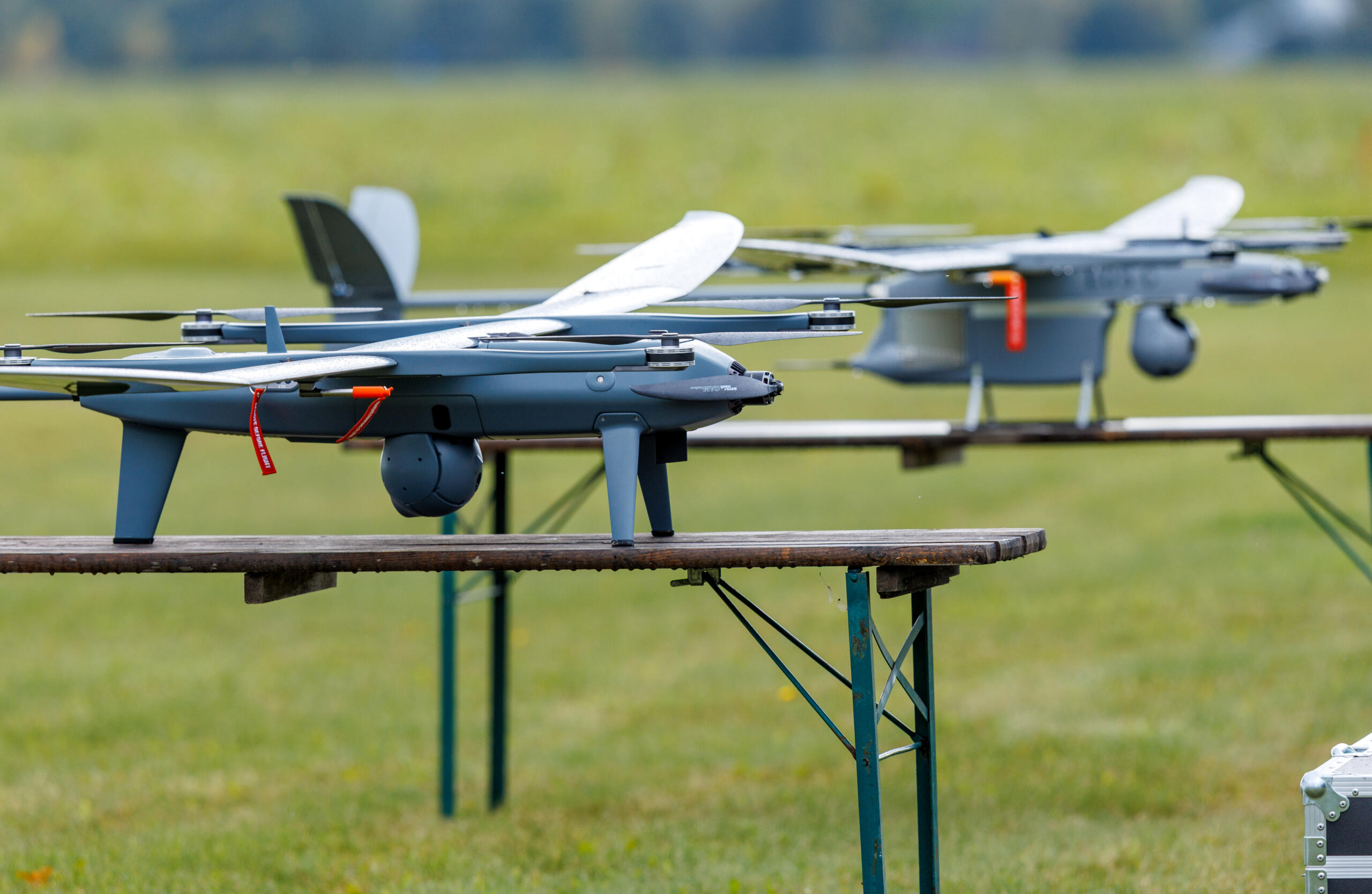 Two Threod drones displayed outdoors as Estonia advances its drone roadmap. Photo by Raul Mee